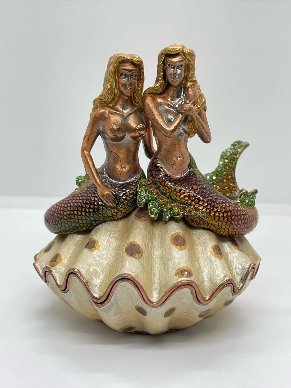 Mermaid Duo Jewelry Organizer Box - Green & Bronze